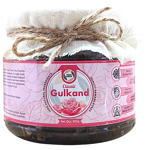 Food Circle  Classic Gulkand - Promotes Healthy Skin, Natural Cooling Property, Made From Damask Roses, 300 g Bottle 