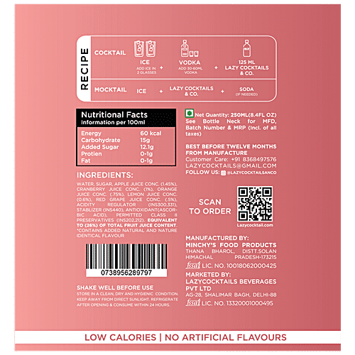 Buy Lazy Cocktails & Co. Cosmopolitan NonAlcoholic Beverage Cocktail