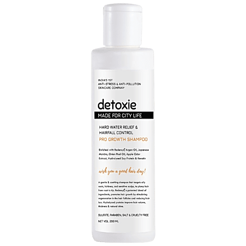 Detoxie Hard Water Relief & Hair Fall Control Pro Growth Shampoo - Promotes Hair Growth, 200 ml