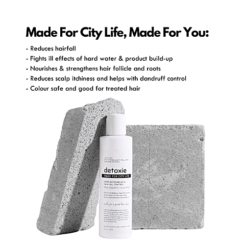 Detoxie Hard Water Relief & Hair Fall Control Pro Growth Shampoo - Promotes Hair Growth, 200 ml