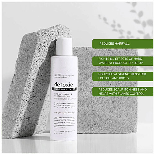 Detoxie Hard Water Relief & Hair Fall Control Pro Growth Shampoo - Promotes Hair Growth, 200 ml