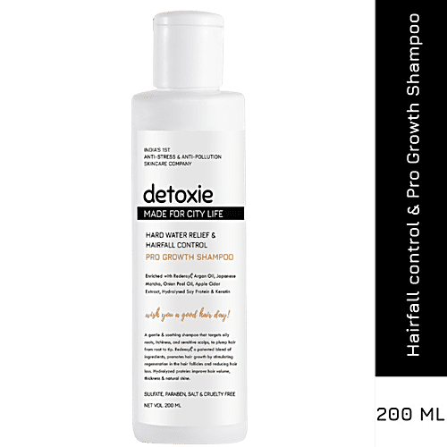 Detoxie Hard Water Relief & Hair Fall Control Pro Growth Shampoo - Promotes Hair Growth, 200 ml