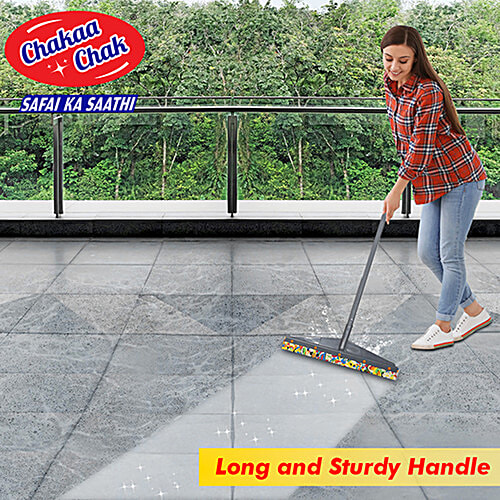 Chakaachak Eazo Squeegee - Plastic & Foam, Long Handle, Multicolour, 1 pc  