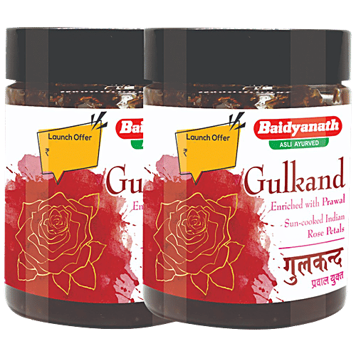 Baidyanath Gulkand - Enriched With Prawal, Sun-cooked Indian Rose Petal, Natural Aroma, Taste, 400 g  