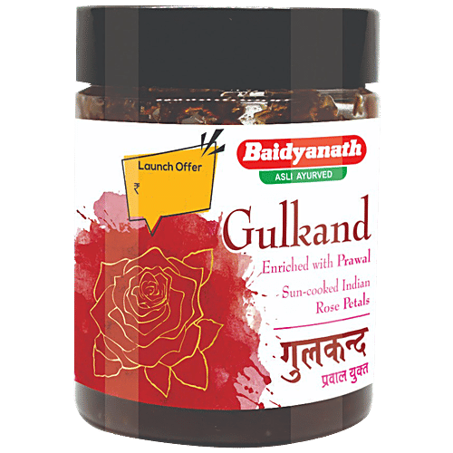 Baidyanath Gulkand - Enriched With Prawal, Sun-cooked Indian Rose Petal, Natural Aroma, Taste, 400 g  
