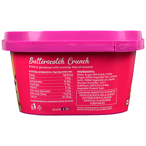 Rollick Butterscotch Crunch Frozen Dessert, 750 ml Tub 