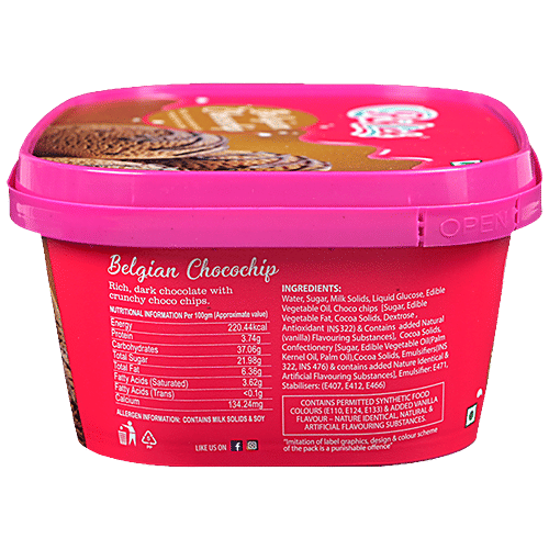 Rollick Belgian Chocochip Frozen Dessert, 750 ml Tub 