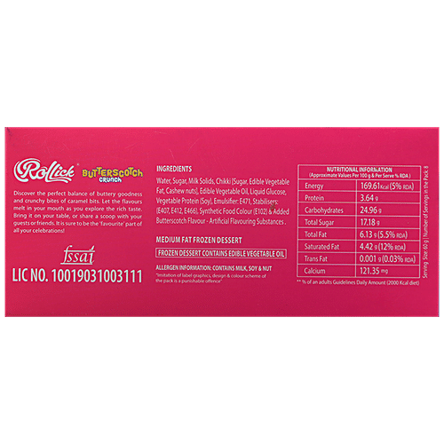 Rollick Butterscotch Medium Fat Frozen Dessert, 1 L