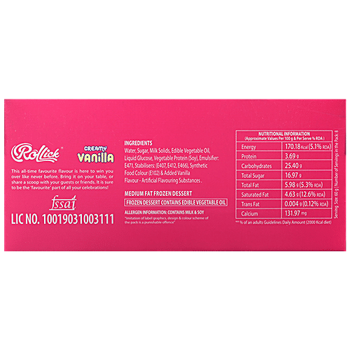 Buy Rollick Vanilla Medium Fat Frozen Dessert Online at Best Price of