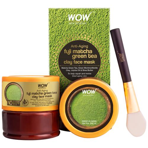 Wow Skin Science Anti-Aging Fuji Matcha Green Tea Clay Face Mask - Repairs Skin, No Parabens, 200 ml  