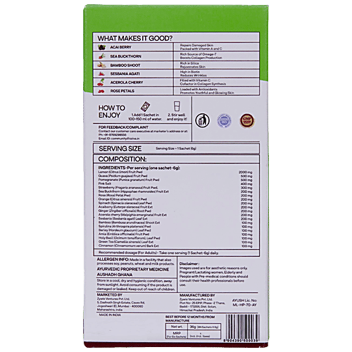 O'ZIVA Plant Based Collagen Builder Powder With Vitamin C & Biotin - Collagen Supplements For Women & Men, 24 g (6 Sachet x 4 g each)