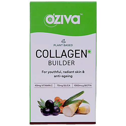 O'ZIVA Plant Based Collagen Builder Powder With Vitamin C & Biotin - Collagen Supplements For Women & Men, 24 g (6 Sachet x 4 g each)
