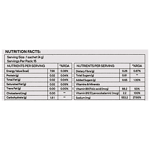 O'ZIVA Vitamin B12 Fizzy Drink Mix - RDA of single Vitamin B12 With Natural Folic Acid From Lemon Peel For Better Haemoglobin Levels & Anaemia Prevention, 60 g (15 Sachet x 4 g each) 