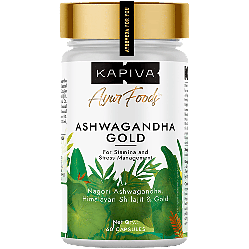 Kapiva Ashwagandha Gold Capsule - Ayurvedic, Helps In Stress Management, For Men & Women, 60 pcs Plastic Bottle 