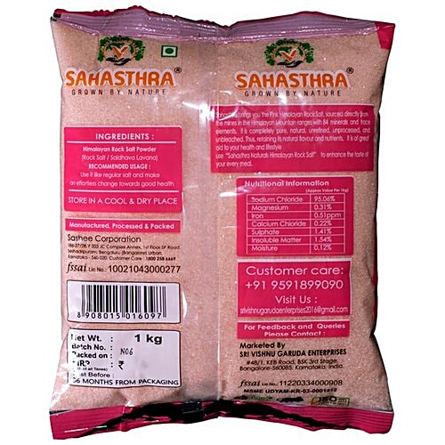 Sahasthra Himalayan Pink Salt Table Salt - Crystal, Natural, Rich In Minerals, 1 kg Pouch
