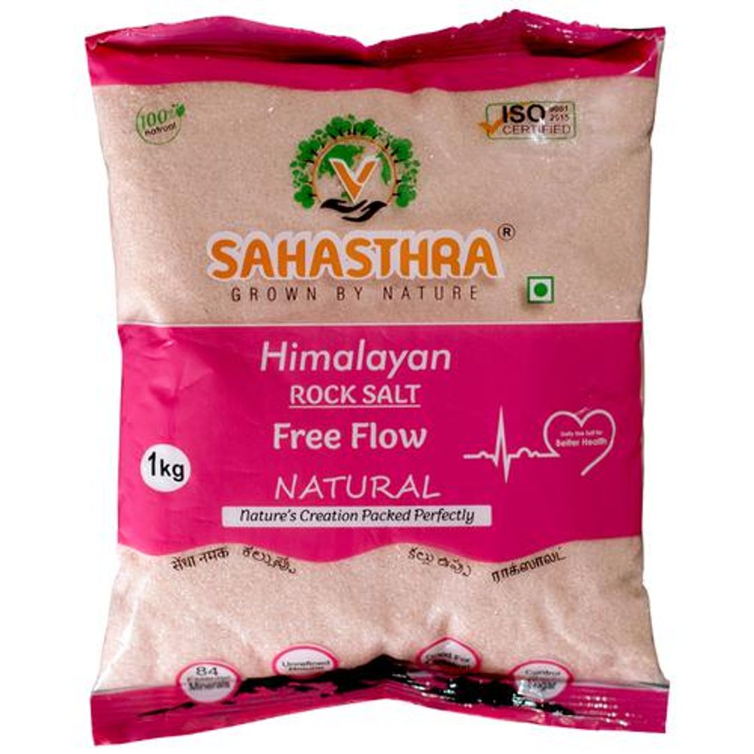 Sahasthra Himalayan Pink Salt Table Salt - Crystal, 100% Natural, Rich In Minerals, 1 kg Pouch