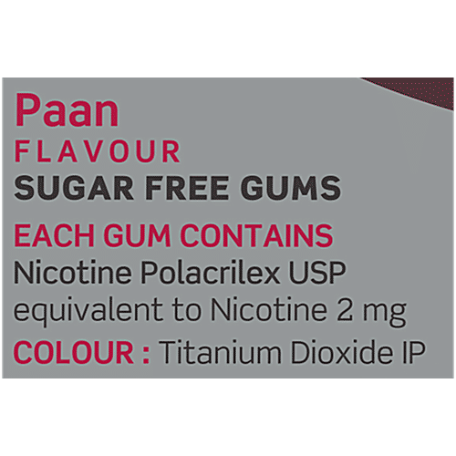 Nicotex Nicotine Chewing Gum - Paan Flavour, Sugar Free, Helps Quit Smoking, 2 mg, 12 pcs *Helps Quit Smoking
*Sugar Free