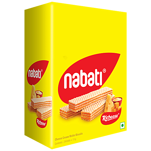Nabati Richeese Cheese Cream Wafer Biscuits - Crunchy, Crispy, Rich In Vitamin A, 13 g (24 pcs) 