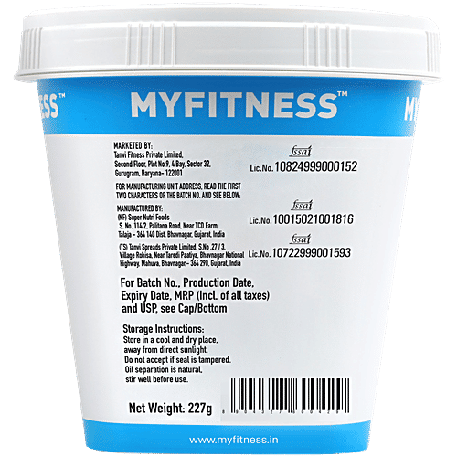 Myfitness Peanut Butter - Original, Crunchy, Rich In Taste, Flavour, Creamy Texture, 227 g Tub High Protein
 No Oil Separation
 Healthy & Tasty