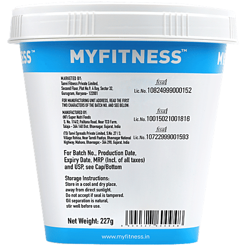 Myfitness Peanut Butter - Chocolate, Crunchy, Rich In Taste, Flavour, Creamy Texture, 227 g Tub High in Protein
 No Oil Separation
 Healthy & Tasty