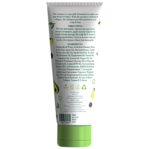 Satthwa Biotin & Collagen Shampoo - With DHT Blockers, Volumising, For Men & Women, 200 ml  