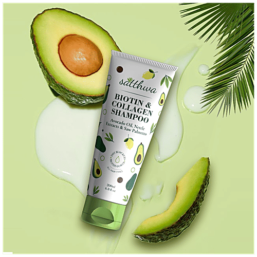 Satthwa Biotin & Collagen Shampoo - With DHT Blockers, Volumising, For Men & Women, 200 ml  