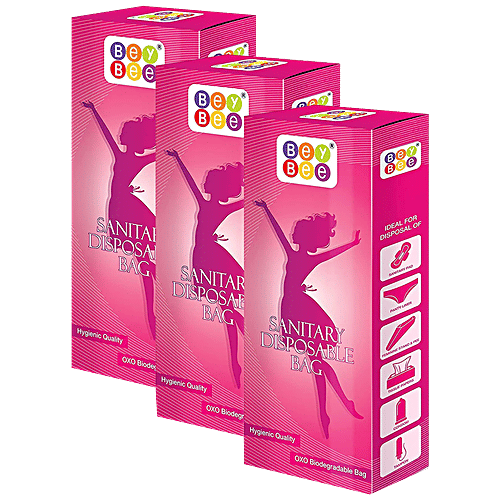 BeyBee Sanitary Disposal Bags - For Napkins, Tampons, Feminine Hygiene, OXO Biodegradable, 50 pcs (Pack of 3) 