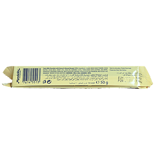 Toblerone Swiss Milk Chocolate Bar With Honey & Almond Nougat - Smooth, Creamy, Rich Flavour, 50 g  