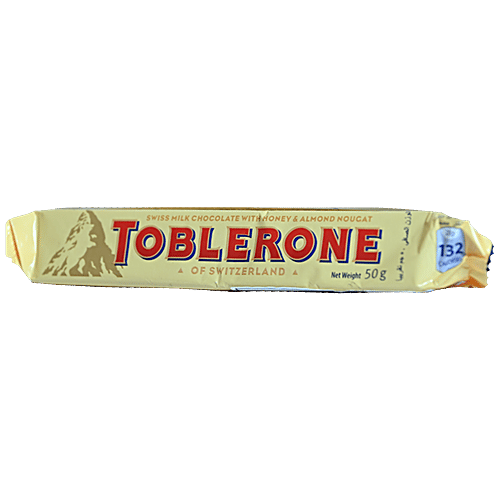 Toblerone Swiss Milk Chocolate Bar With Honey & Almond Nougat - Smooth, Creamy, Rich Flavour, 50 g  