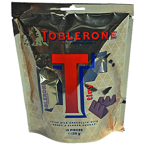 Toblerone Swiss Milk Chocolate With Honey & Almond Nougat - Tiny, Smooth, Rich Flavour, 120 g (15 pcs) 