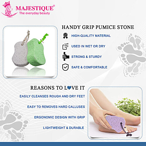 Majestique FN 328 Handy Grip Pumice Stone To Keep Feet Smooth & Soft, Removes Dead Skin, 1 pc Pouch 