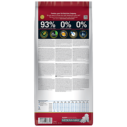 Farmina Pet Foods N&D Pumpkin Dog Dry Food For Puppy - Chicken & Pomegranate, Grain Free, Medium & Maxi Breed, 12 kg  