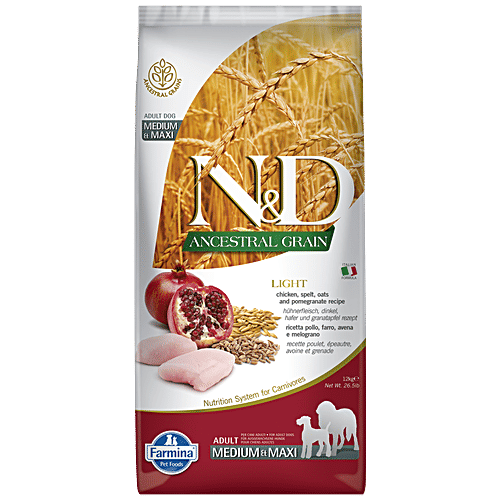 Buy FARMINA PET FOODS N&D Ancestral Grain For Dog Light Adult Chicken & Pomegranate, Medium