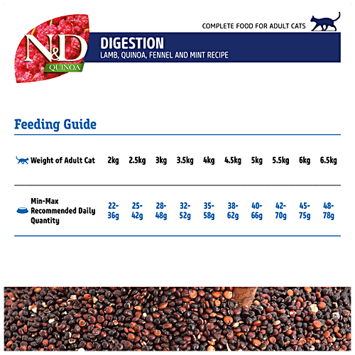 Buy FARMINA PET FOODS N&D Quinoa Cat Dry Food Digestion, Grain Free, Lamb, Fennel & Mint