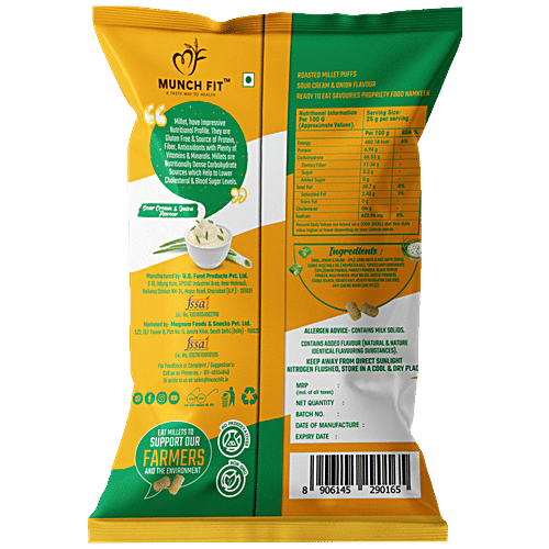 Buy Munch Fit Roasted Millet Puffs Sour Cream & Onion Flavour, Rich