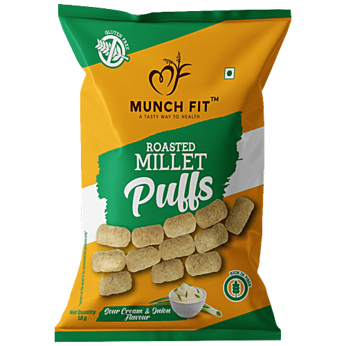 Buy Munch Fit Roasted Millet Puffs Sour Cream & Onion Flavour, Rich