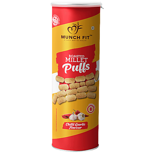 Buy Munch Fit Roasted Millet Puffs Chilli Garlic Flavour, Rich In