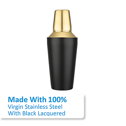 Urban Chef Cocktail Shaker - 100% Stainless Steel, Black Lacquered, Durable & Long Lasting, 500 ml  