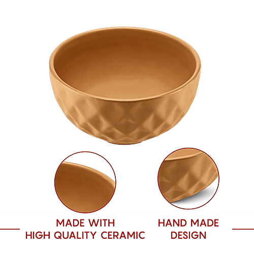Urban Chef Ceramic Serving Bowl - For Popcorn, Snacks, Salads, Gravy & Noodles, Mustard, 2 pcs  