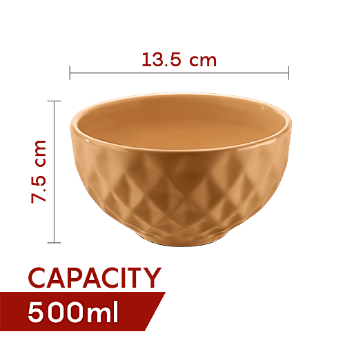 Urban Chef Ceramic Serving Bowl - For Popcorn, Snacks, Salads, Gravy & Noodles, Mustard, 2 pcs  
