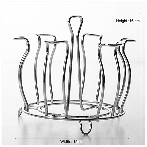 Elephant  Stainless Round Glass Stand - Anti-Rust, Dishwasher Safe, 1 pc  