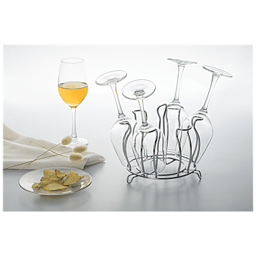 Elephant  Stainless Round Glass Stand - Anti-Rust, Dishwasher Safe, 1 pc  