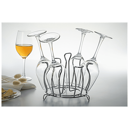 Elephant  Stainless Round Glass Stand - Anti-Rust, Dishwasher Safe, 1 pc  