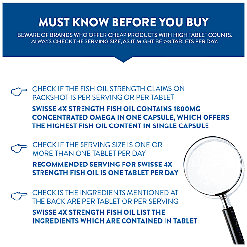 Swisse Ultiboost - Odourless 4X Strength Wild Fish Oil Concentrate Capsules, 1800 Mg, Omega 3, 60 pcs  