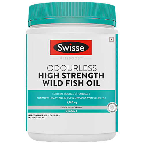 Swisse Ultiboost - Odourless High Strength Wild Fish Oil Capsules, 1500 Mg, Omega 3, 200 pcs  