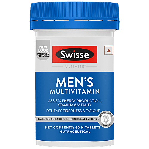 Swisse Ultivite - Men Multivitamin Tablets, For Relieving Fatigue & Tiredness, Energy, Stamina, 60 pcs  