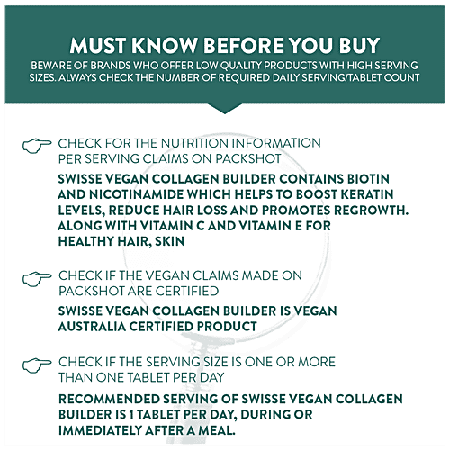 Swisse Beauty - Vegan Collagen Builder Tablets, With Biotin & Vitamin C, Supports Natural Collagen Formation, 30 pcs