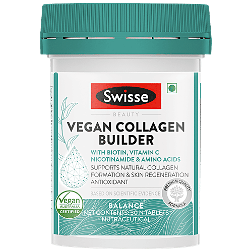 Swisse Beauty - Vegan Collagen Builder Tablets, With Biotin & Vitamin C, Supports Natural Collagen Formation, 30 pcs