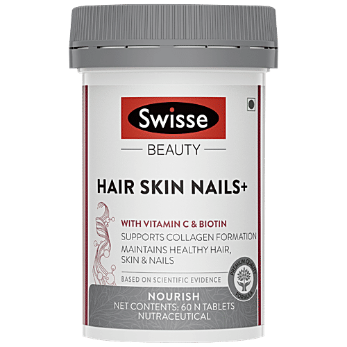 Swisse Beauty - Biotin+ Tablets, With Nicotinamide, Rose Hips & Vitamin C, For Healthy Hair, Skin & Nails, 60 pcs