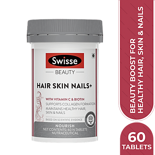 Swisse Beauty - Biotin+ Tablets, With Nicotinamide, Rose Hips & Vitamin C, For Healthy Hair, Skin & Nails, 60 pcs